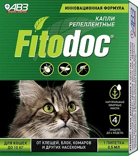 FITODOC® КАПЛИ РЕПЕЛЛЕНТНЫЕ для кошек: описание, применение, купить по цене производителя