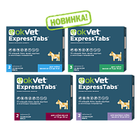 OKVET® Express tabs tablets against ticks, fleas, lice and helminths for dogs