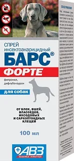 Bars Forte spray against fleas and ticks for dogs: description, application, buy at manufacturer's price