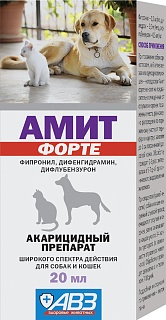 Amit Forte solution for external use for dogs and cats: description, application, buy at manufacturer's price