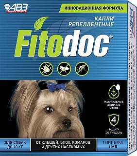 FITODOC REPELLENT DROPS FOR DOGS: description, application, buy at manufacturer's price