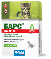 Барс Форте капли против блох и клещей для котят