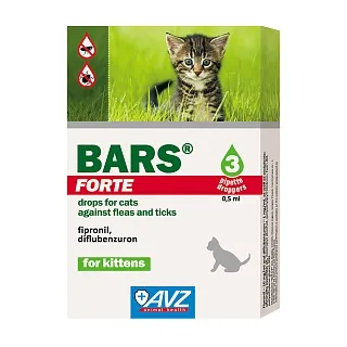 Bars Forte fleas and ticks drops for kittens: description, application, buy at manufacturer's price