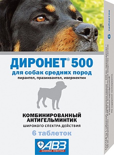 Dironet 500 for dogs: description, application, buy at manufacturer's price