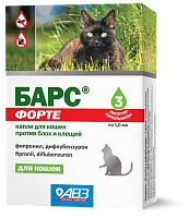 Барс Форте капли для кошек против блох и клещей