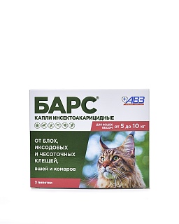 BARS insekticidní kapky pro kočky: popis, aplikace, koupit za cenu výrobce