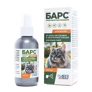 Bars spray insectoacaricidal for cats: description, application, buy at manufacturer's price