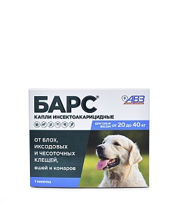 Bars INSECTICIDAL drops for dogs: description, application, buy at manufacturer's price