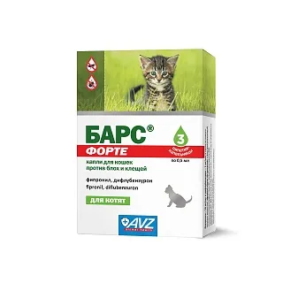 Барс Форте капли против блох и клещей для котят: описание, применение, купить по цене производителя