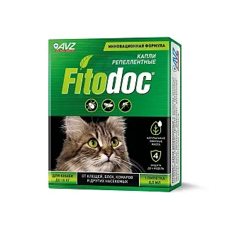 FITODOC® КАПЛИ РЕПЕЛЛЕНТНЫЕ для кошек: описание, применение, купить по цене производителя