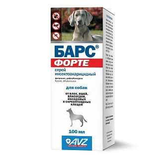 Барс Форте спрей для собак: описание, применение, купить по цене производителя